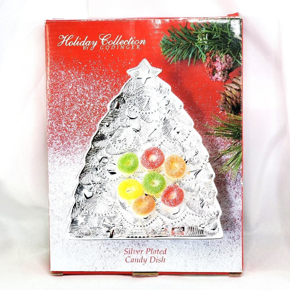 VTG Godinger Silver Plated Candy/ Nut Dish Christmas Tree Holiday Collection